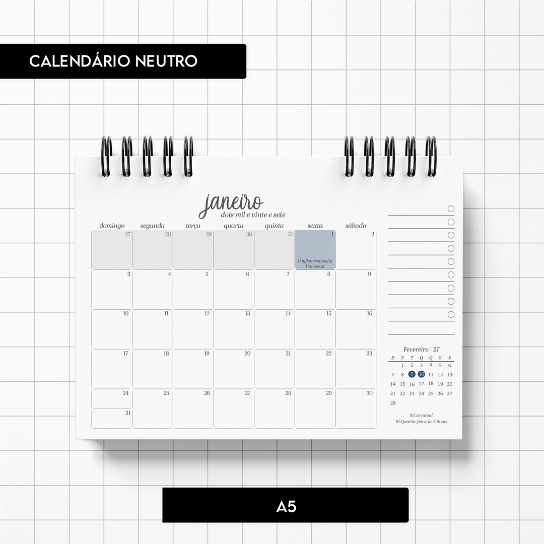 Arquivo digital - Calendário Neutro 2027